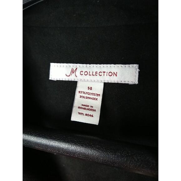 JM Collection Woman 14 Blazer Red Black Colorblock Zip Front /Pockets Suede Feel - Picture 3 of 9